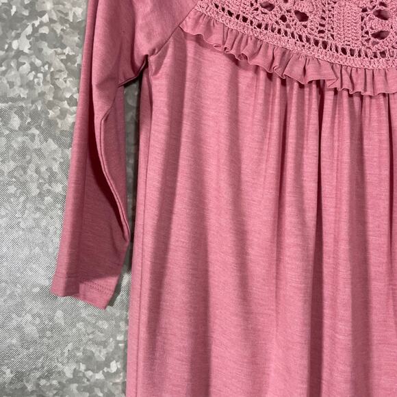Newport News Women's Pink Jersey Knit Prairie Dress - Size Medium - Cottagecore - Picture 3 of 5